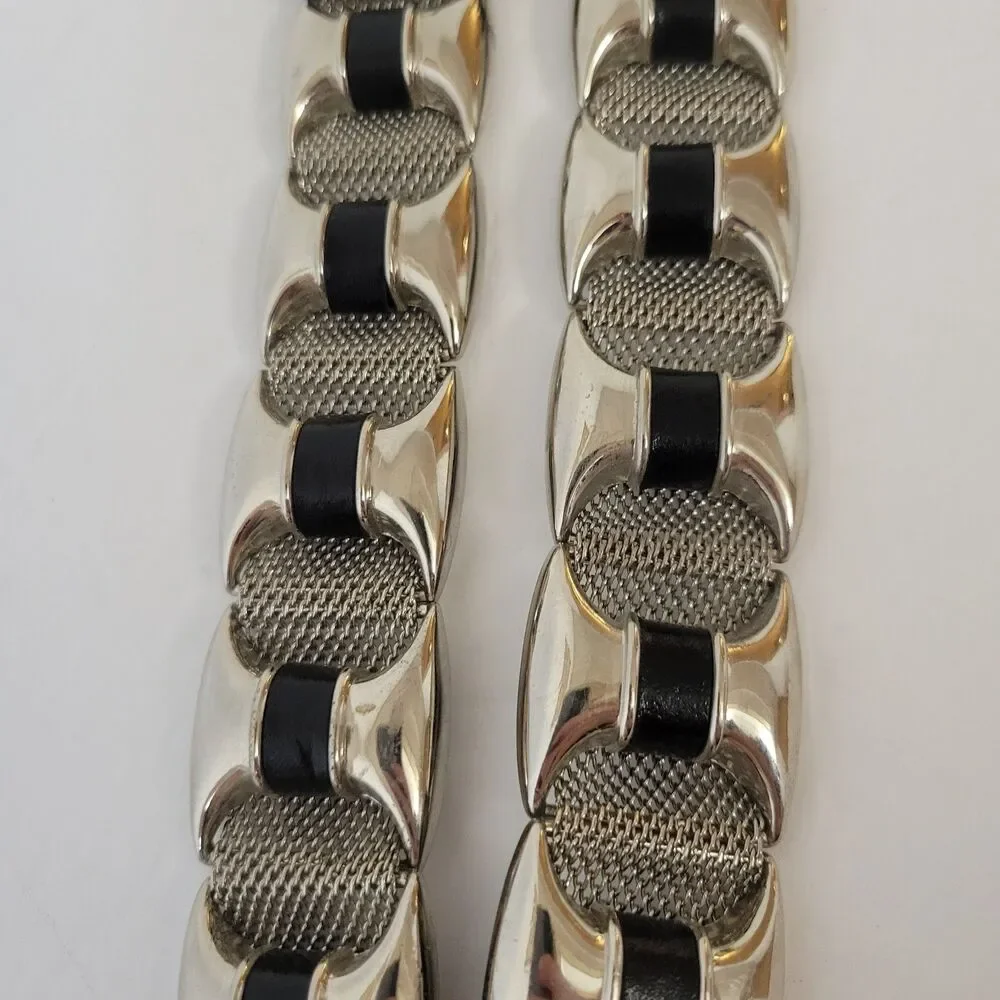 Vintage Art Ornament Metal Leather Women Belt